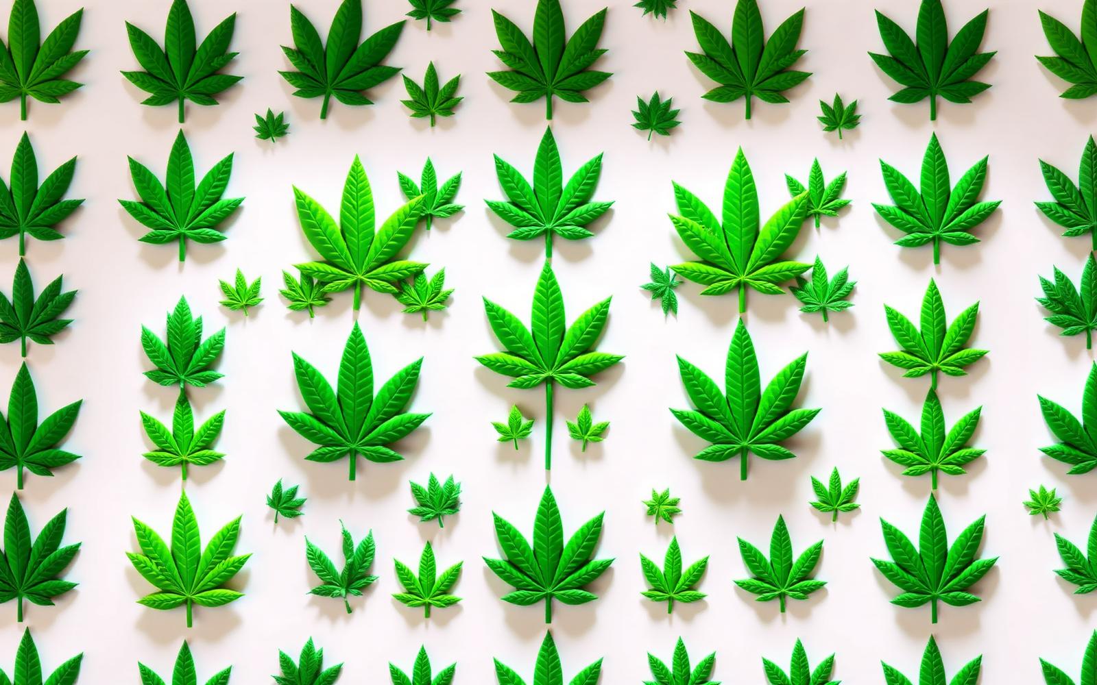 A showcase grid of cannabis leaf design assets